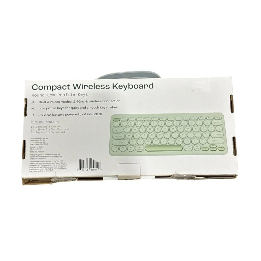 NORTH Compact Wireless Keyboard 78 Keys Mint Green Round Low Profile Keys Dual 2